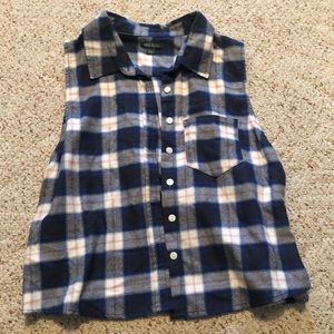 Blue Plaid Button Up Tank